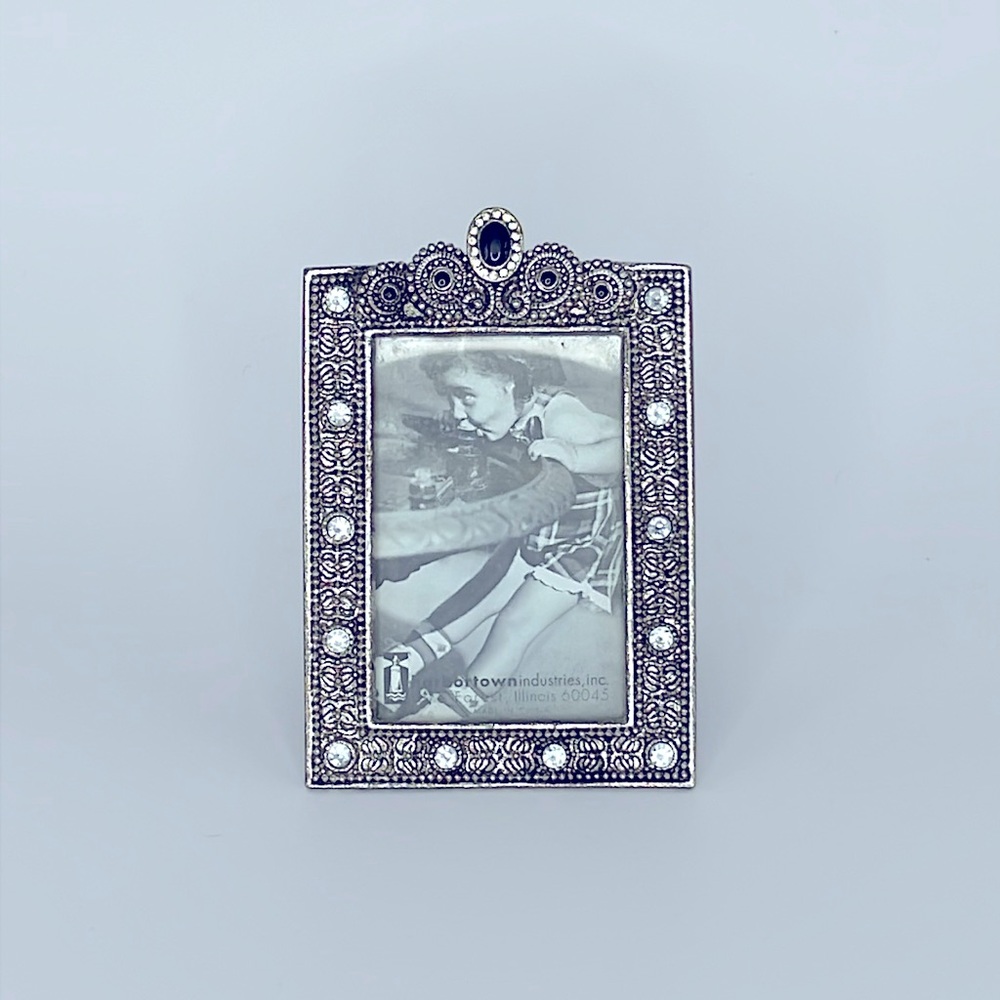 Silver Dots Mini Frame with Black and Silver Crystals